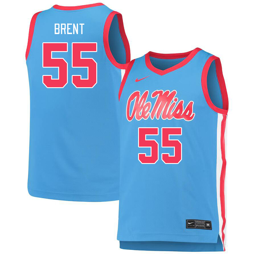 Ole Miss Rebels #55 Cam Brent College Basketball Jerseys Stitched Sale-Power Blue